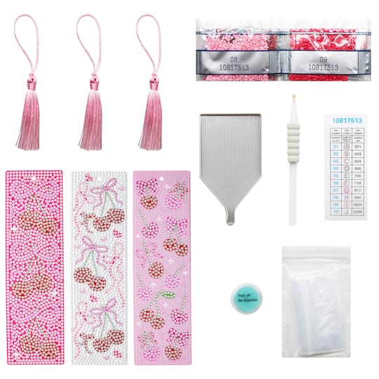 Cherries 3-Piece Diamond Art Bookmark Kit by Make Market®